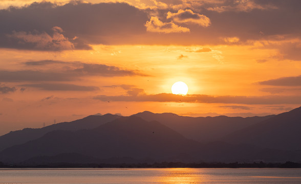 深圳湾日出朝霞