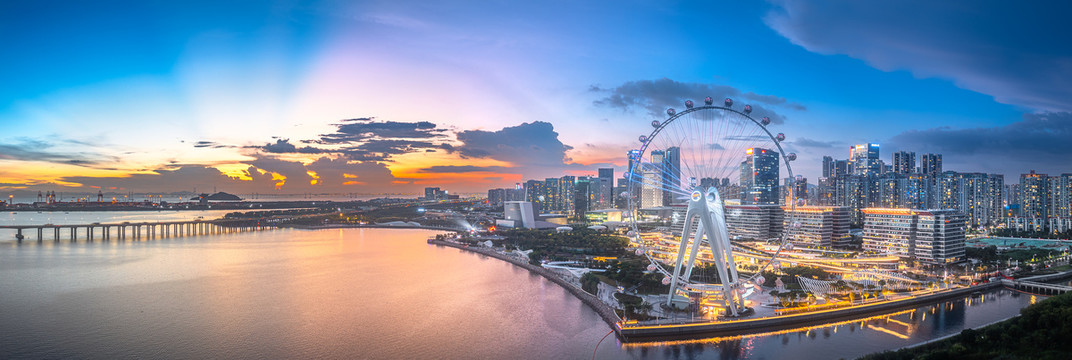 深圳欢乐港湾日落航拍