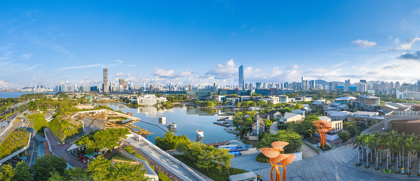 深圳南山区欢乐海岸航拍全景