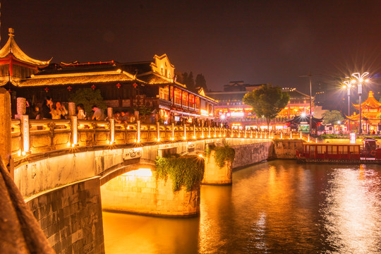 南京夫子庙秦淮河景区夜景