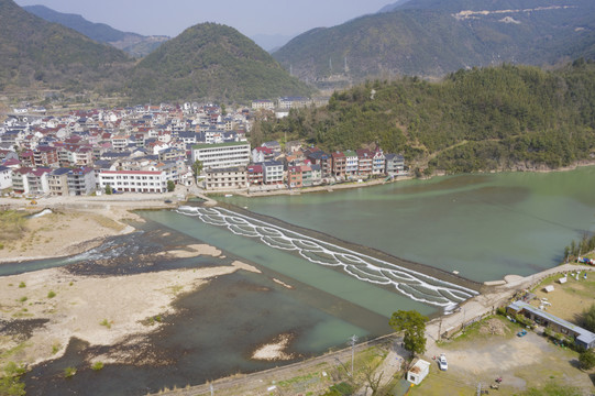 杭州市富阳区常安镇沸腾坝航拍