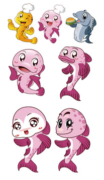 卡通鱼黄鳝鲶鱼娃娃鱼形象小鱼