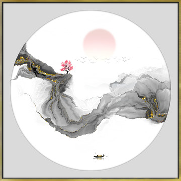 高端新中式山水水墨装饰画