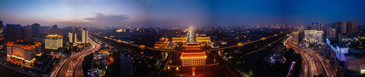 西安碑林区永宁门夜景