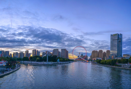 天津之眼夜景天津城市风光夜景