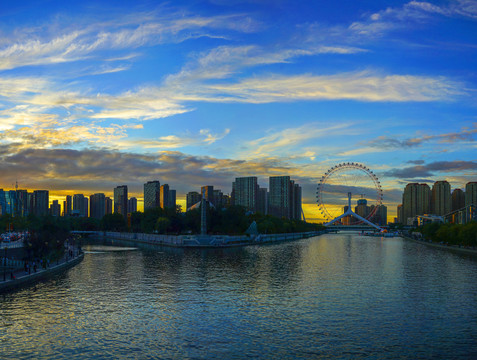 天津之眼夜景天津城市风光夜景