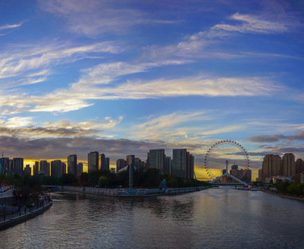 天津之眼夜景天津城市风光夜景