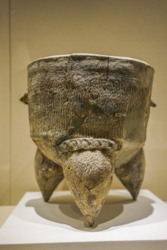 齐家文化带鋬灰陶斝古代陶器