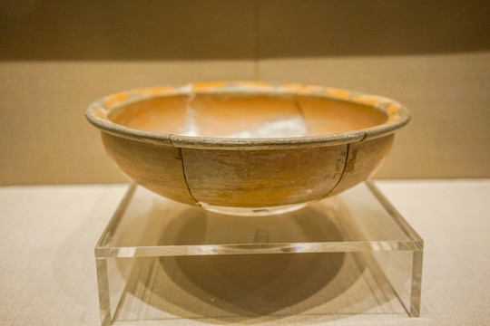 仰韶文化彩陶圜底盆古代陶器