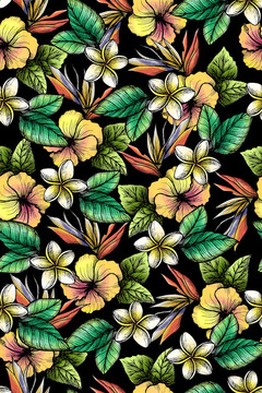 热带花卉植物图案