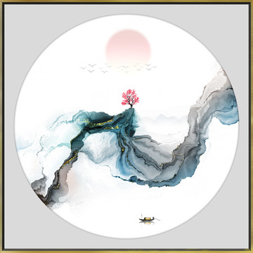 高端新中式山水水墨装饰画