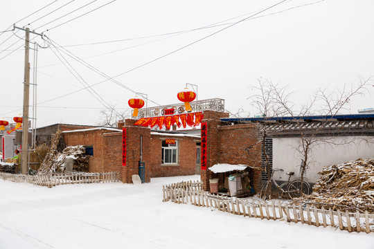 北方农村雪景