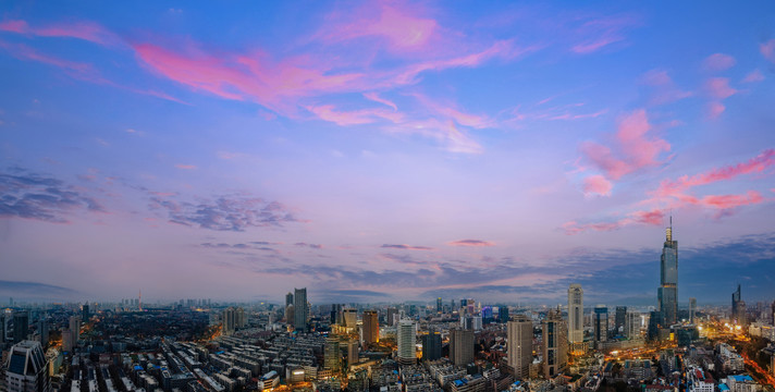 南京地标航拍紫峰大厦