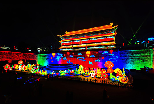 西安永宁门瓮城夜景