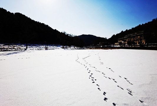 雪封的湖面