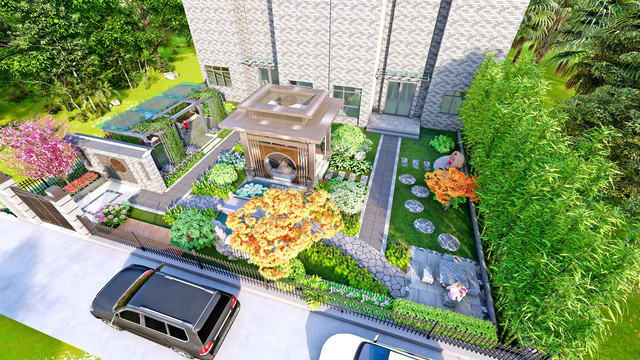 新中式庭院设计方案效果图