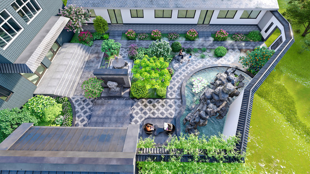 中式庭院花园设计方案效果图