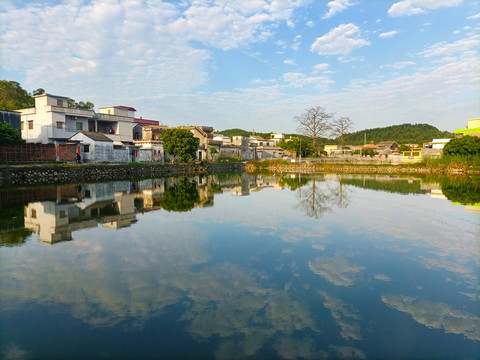 乡村水塘晨曦