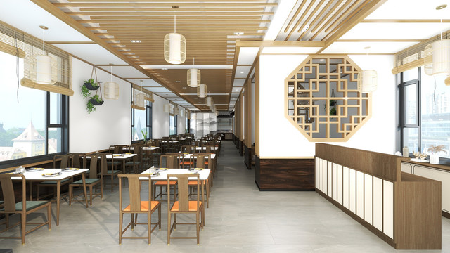 新中式餐厅设计效果图