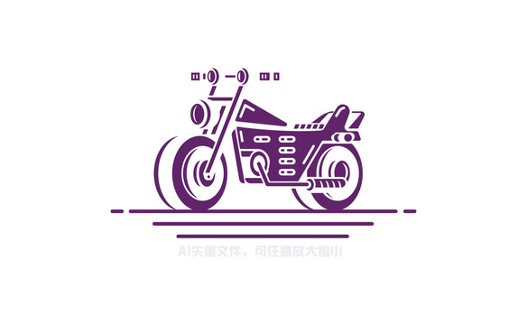 摩托车插画设计扁平风
