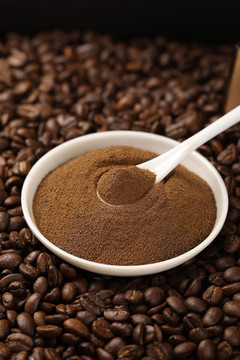 咖啡研磨速溶咖啡粉末特写