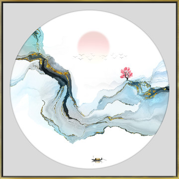 高端新中式山水水墨装饰画
