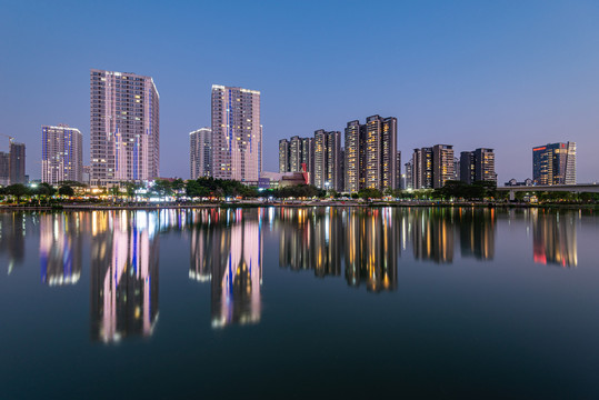 广州南沙蕉门公园夜景