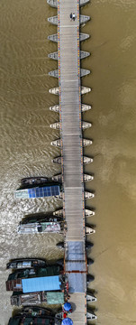 江西赣州古浮桥竖屏全景
