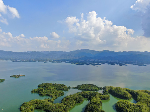 航拍湖北赤壁陆水湖4A景区