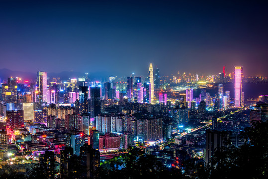 广东深圳超级总部基地夜景风光