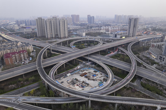 中国天津城市立交桥航拍