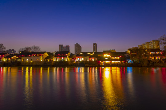 杭州大运河古桥拱桥拱宸桥夜景