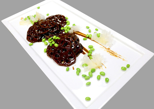 莲耳毛豆酱汁藕片