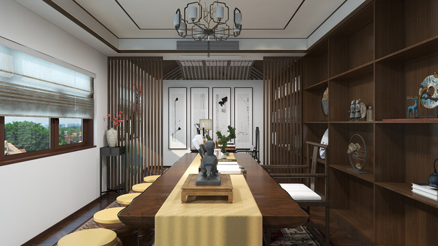 新中式茶室设计效果图