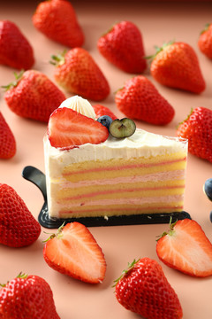 草莓蛋糕切块