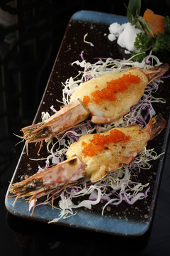 日料芝士虾高清日式美食