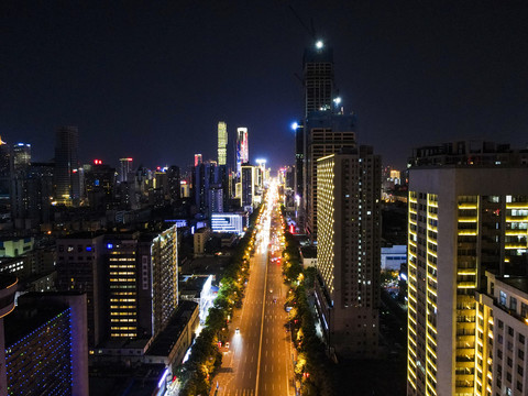 长沙五一大道夜景航拍