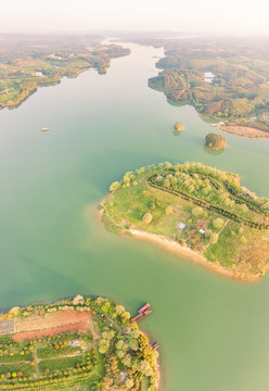 航拍南宁西津水库国家湿地公园