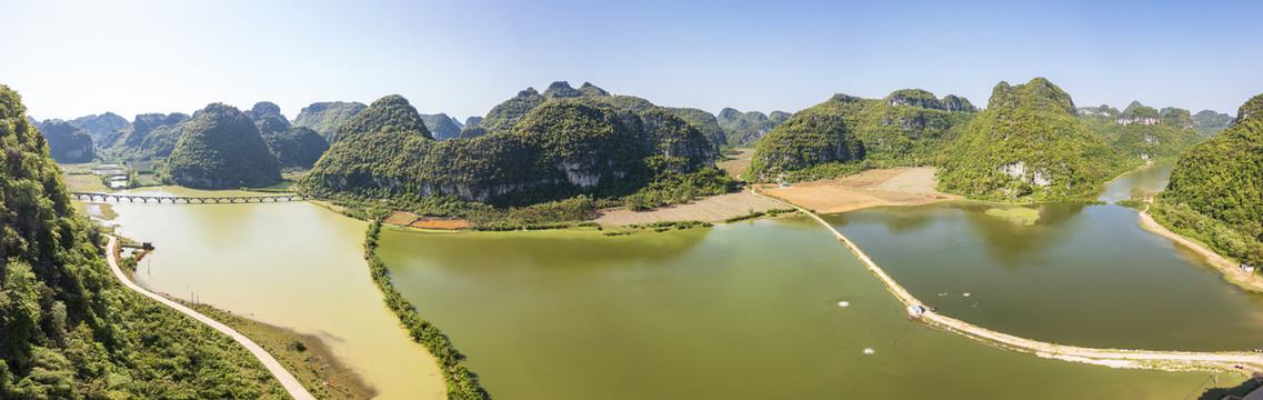 航拍南宁上林东红湿地