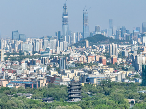 航拍济南都市风光