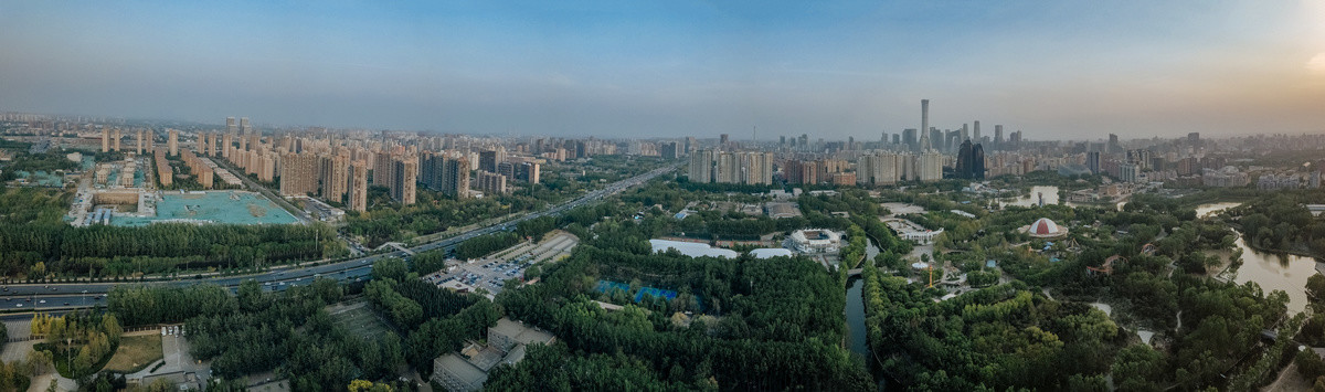北京朝阳公园国贸地标航拍