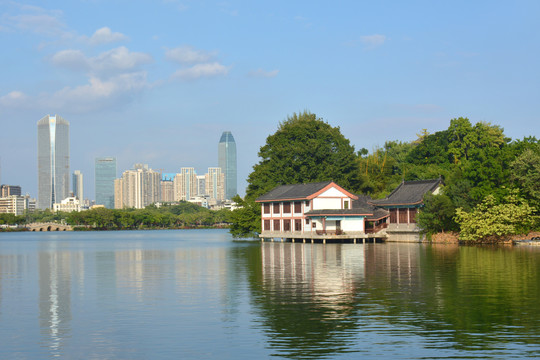 惠州丰湖及城市风景