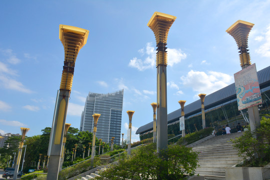 惠州金山湖游泳跳水馆路灯特写