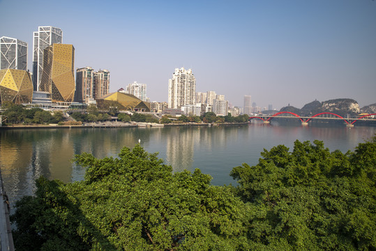 江景江河风景楼房