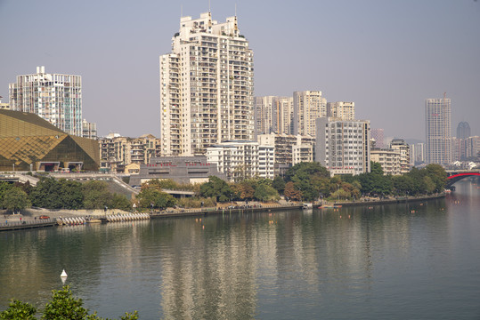 江景江河风景楼房