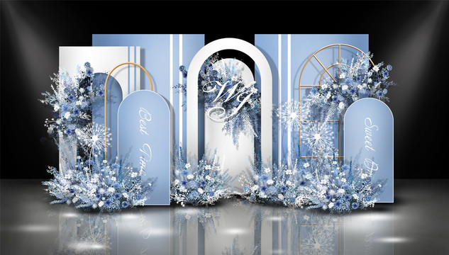 莫兰迪蓝白色婚礼设计