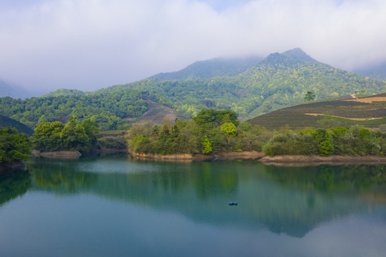 杭州龙坞光明寺水库航拍