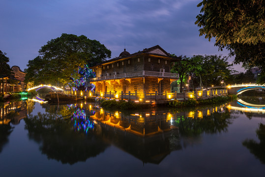 南沙东涌水乡风情街夜景