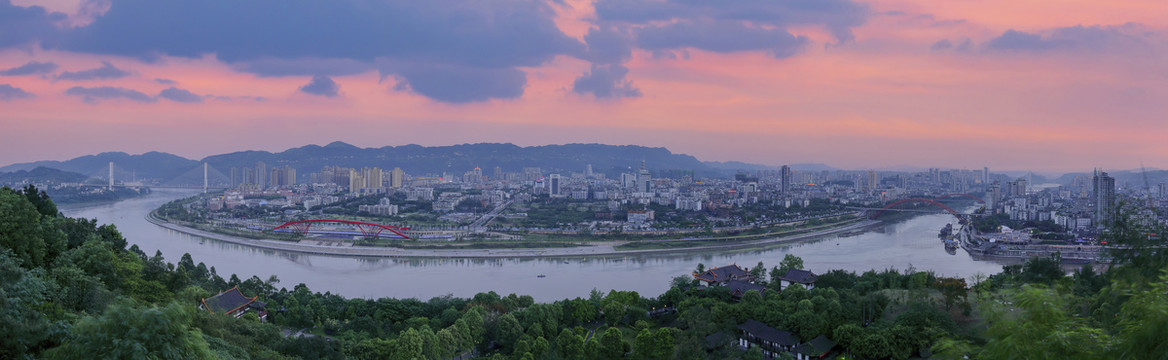 宜宾三江汇流城市景观