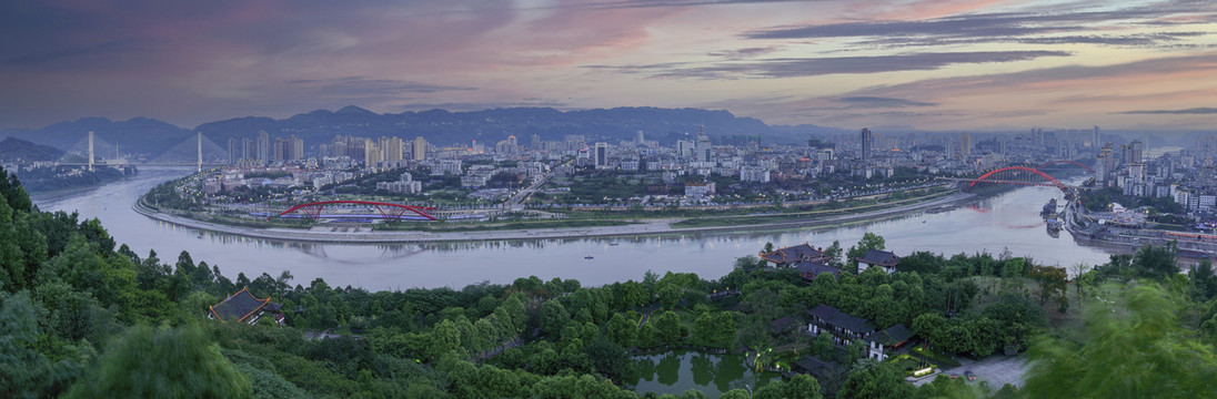 宜宾三江汇流城市景观